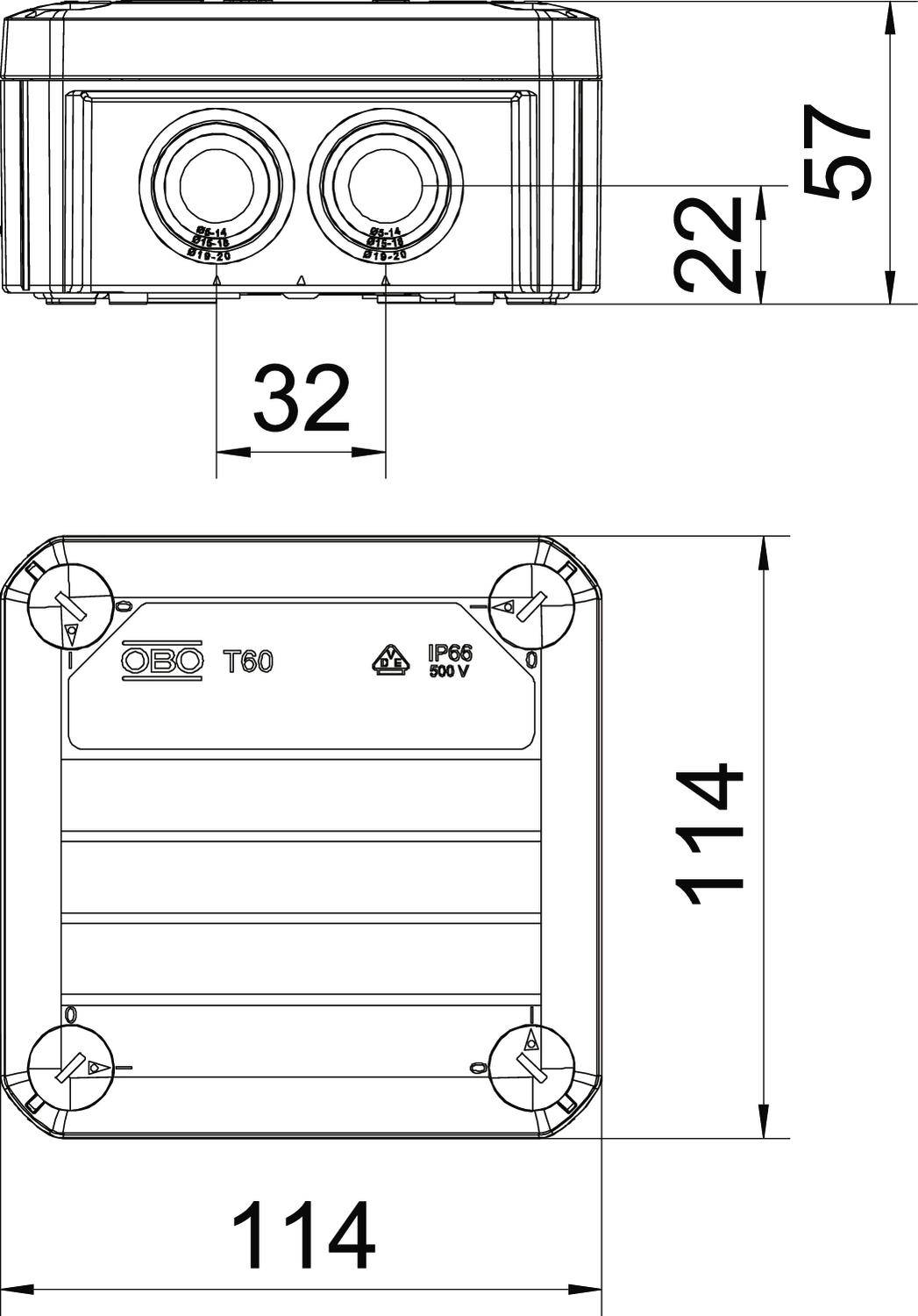 OBO Bettermann 2007434 Abzweigdose (L x B) 114 mm x 114 mm 1 St.