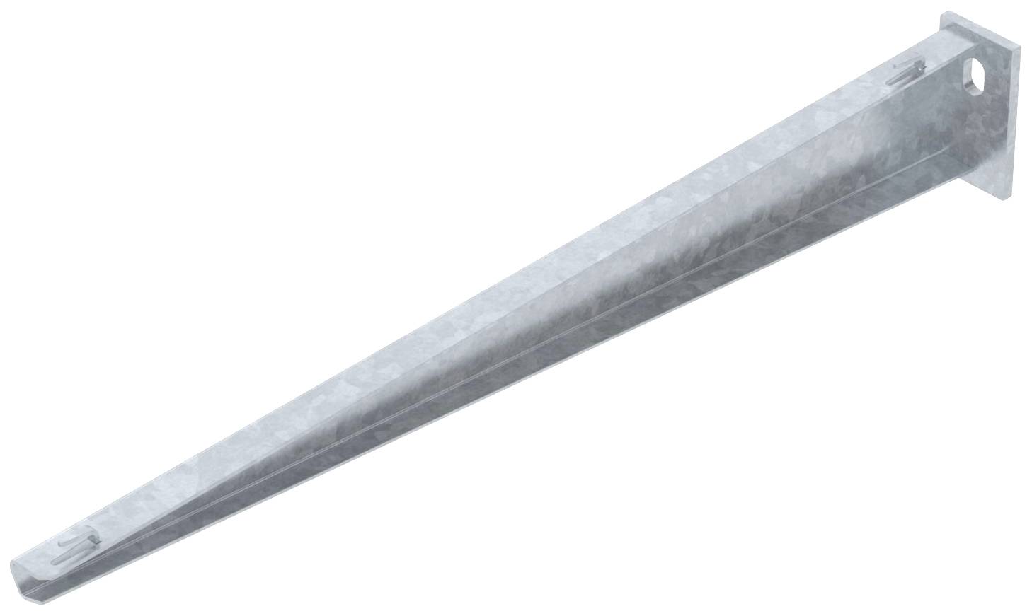 Einzelner Metallträger mit quadratischer Platte an einem Ende, silbern glänzend, typischerweise für Regalbefestigungen verwendet.