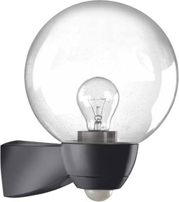 ESYLUX AL P Monza 130sw EL10026119 Wandleuchte mit Bewegungsmelder E27 Glühlampe Schwarz