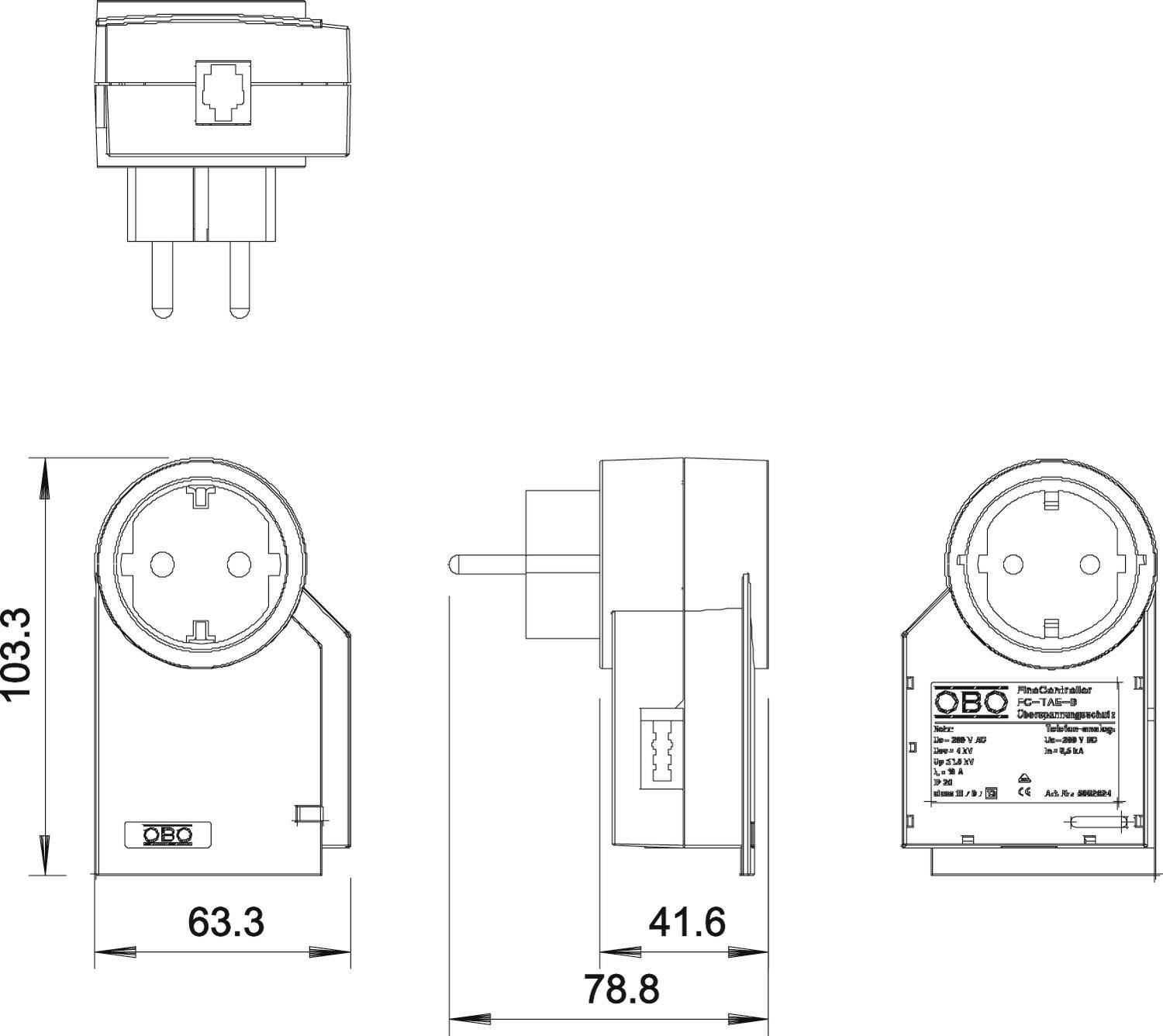 OBO Bettermann 5092812 FC-ISDN-D Überspannungsschutzgerät 3 kA 1St.