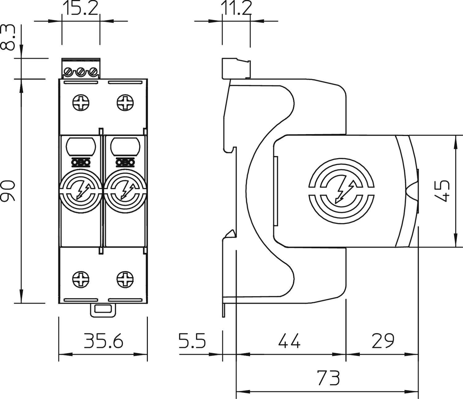 OBO Bettermann 5095282 V20-2+FS-280 Überspannungsschutzgerät 20 kA 1St.