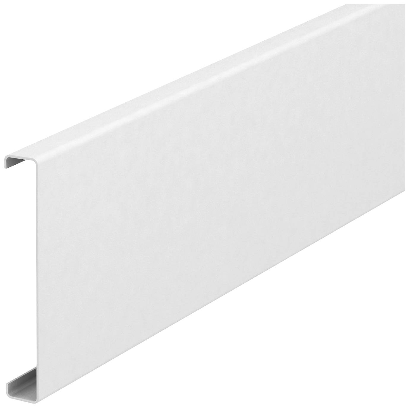 Ein weißes Metallprofil in U-Form, verwendbar als Bauteil in Konstruktionen, dargestellt auf weißem Hintergrund.