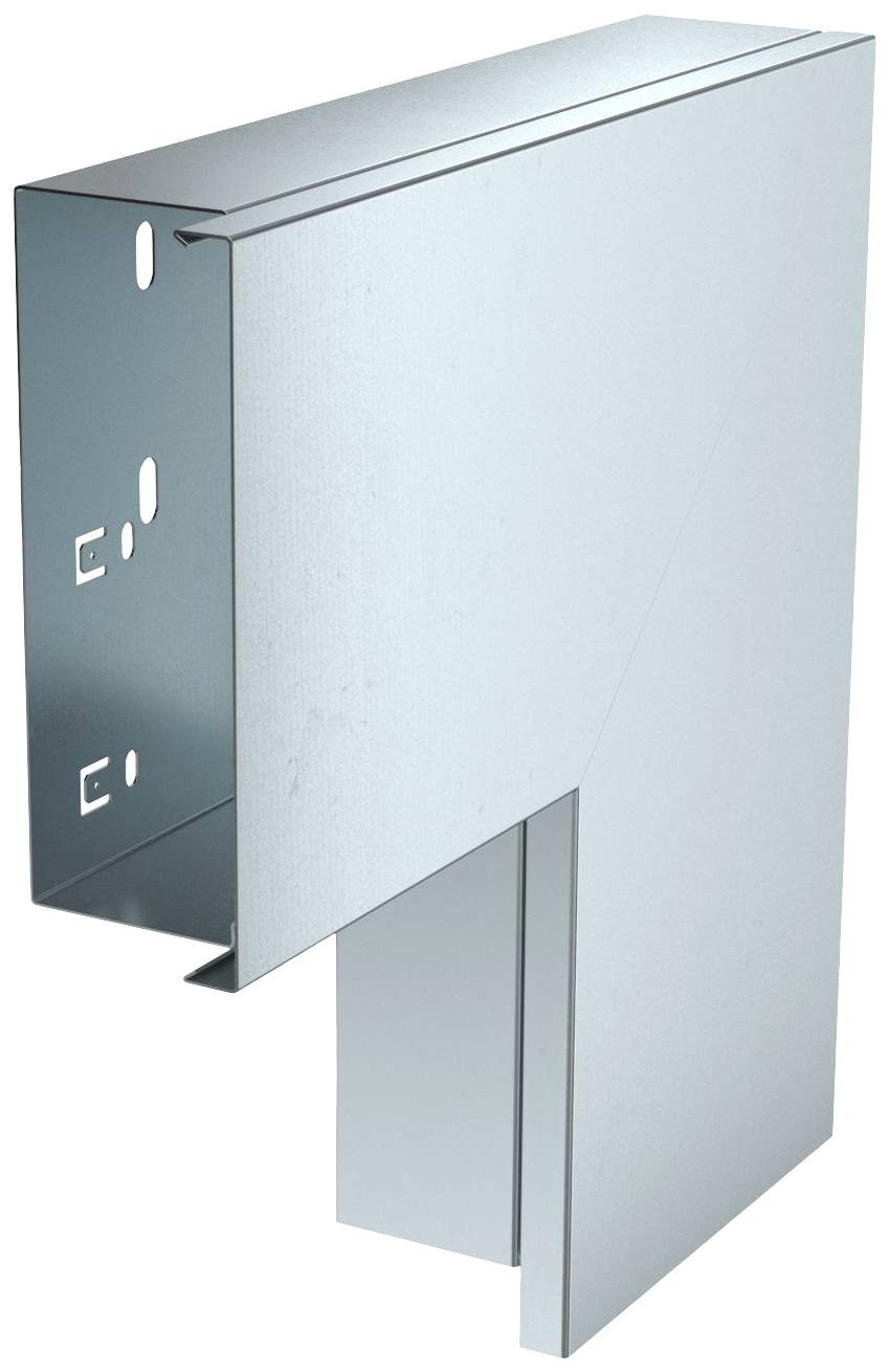 Metallverbindungsstück mit einer rechten Winkelöffnung. Es hat mehrere Löcher für Schrauben und eine glatte Oberfläche. Geeignet für Baustrukturen.