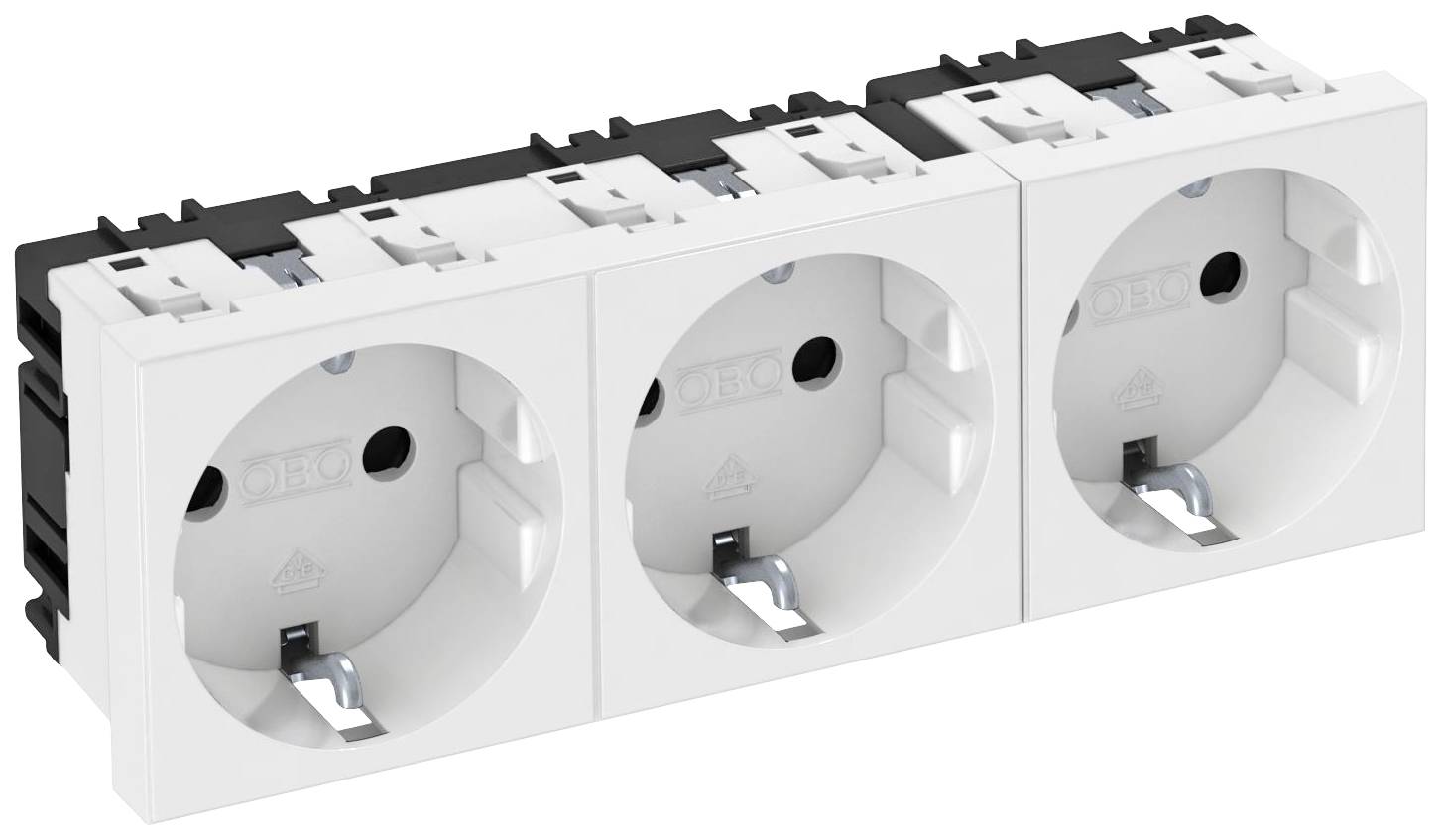 OBO Bettermann 6120042 Geräteeinsatz Steckdose (B x H x T) 135 x 45 x 42mm 1 St. Weiß