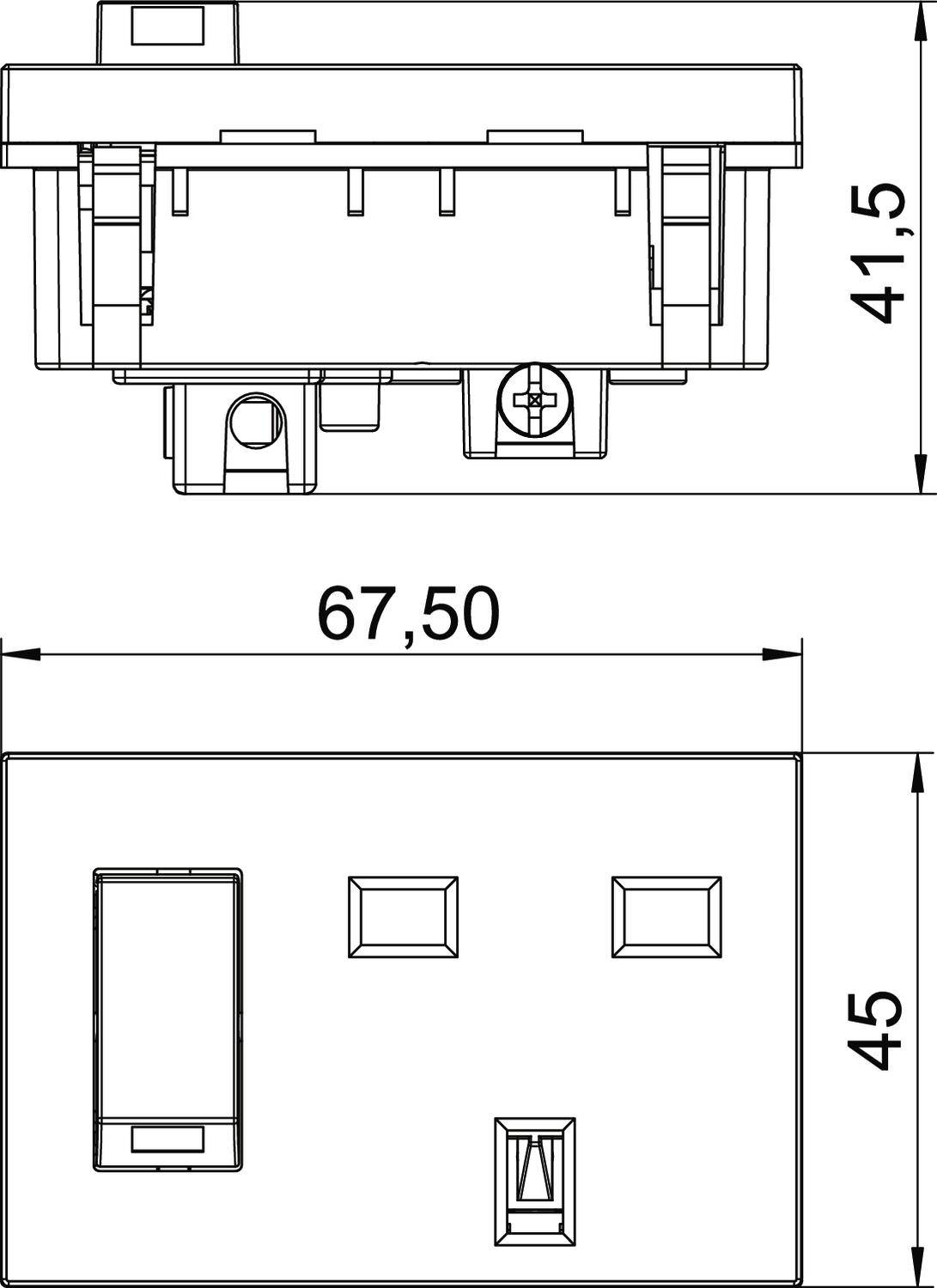 OBO Bettermann 6120724 Geräteeinsatz Steckdose (B x H x T) 67.5 x 45 x 41.5mm 1 St. Weiß