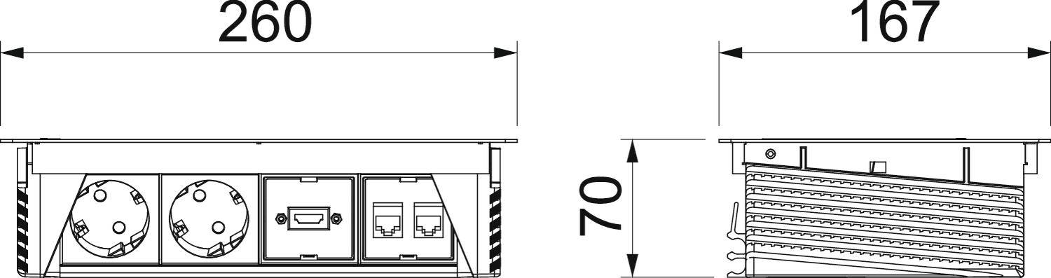 OBO Bettermann 6116810 Tischsteckdose Stahl, Schwarz Schutzkontakt