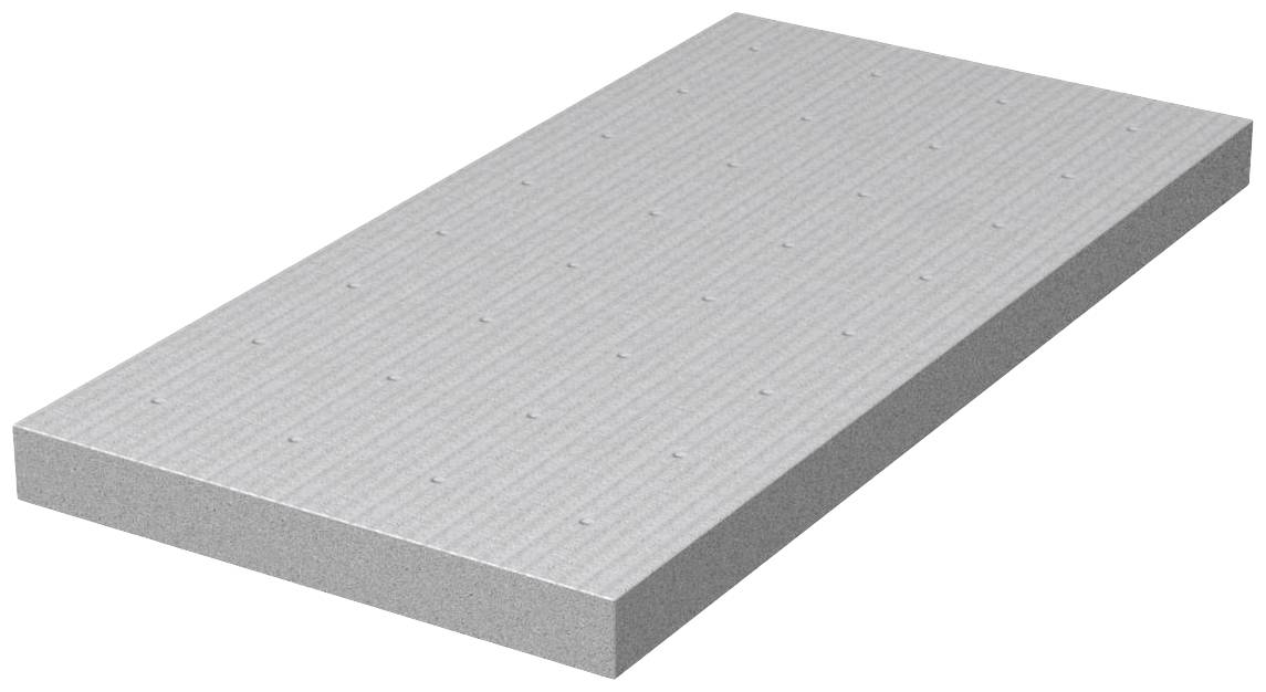 Graues rechteckiges Schaumstoffpolster, gleichmäßig gepunktet, dient zur akustischen Dämmung.