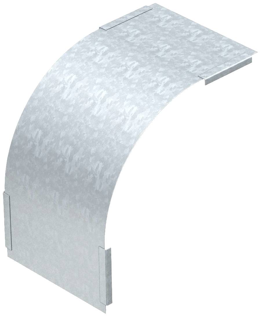 Ein gebogenes Metallteil, wahrscheinlich ein Bauteil, mit einer glatten, reflektierenden Oberfläche in einem hellgrauen Farbton.