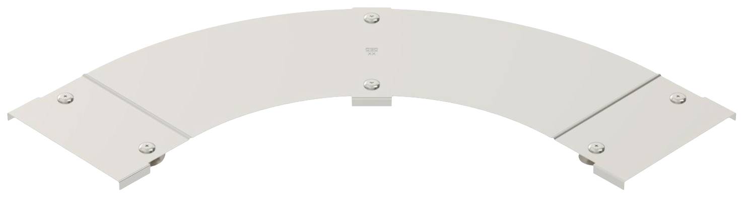 Metallisches, gekrümmtes Bauteil mit Dübeln an den Enden, möglicherweise Teil einer Halterung oder eines Kabelsystems.