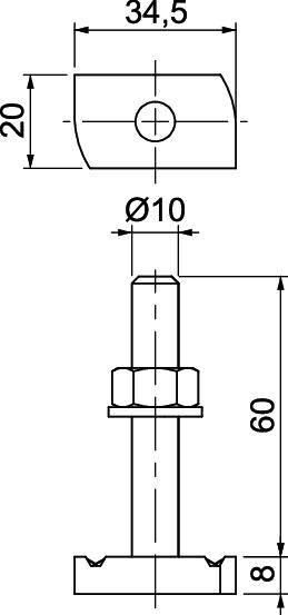 OBO Bettermann MS41HB M10x60 A4 1148426 Hammerkopfschraube 35mm Stahl nicht rostend 25St.