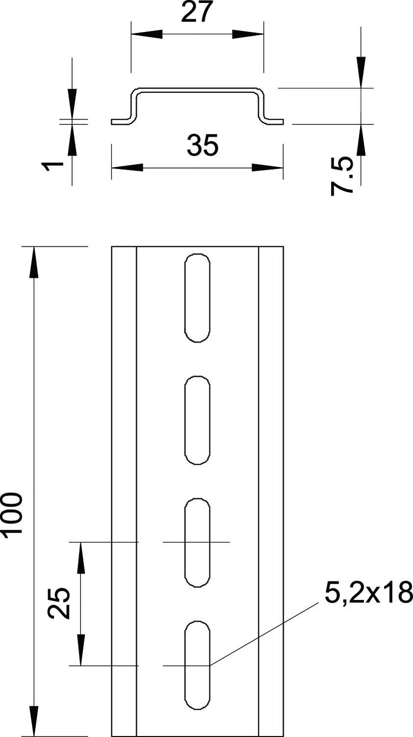 OBO Bettermann 2069 2M GTPL 1115669 Hutschiene gelocht Stahl 2000mm 1St.