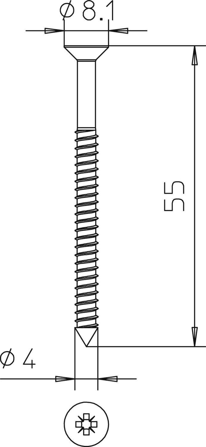 OBO Bettermann 7215400 Senkkopfschraube 4mm 55mm Kreuzschlitz Phillips Stahl verzinkt 50St.