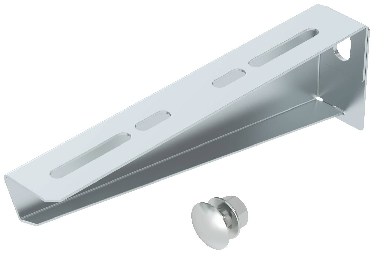 Metallwinkelhalterung mit drei Langlöchern und einer separaten Schraube.