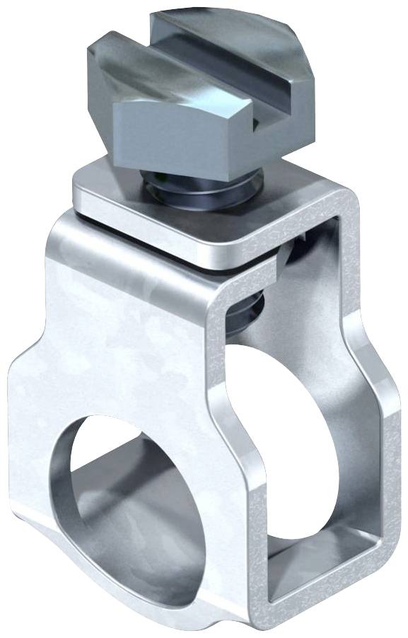 Metallklammer mit Rillenstruktur, verwendet zur Befestigung oder Stabilisierung von Gegenständen in technischen oder industriellen Anwendungen.
