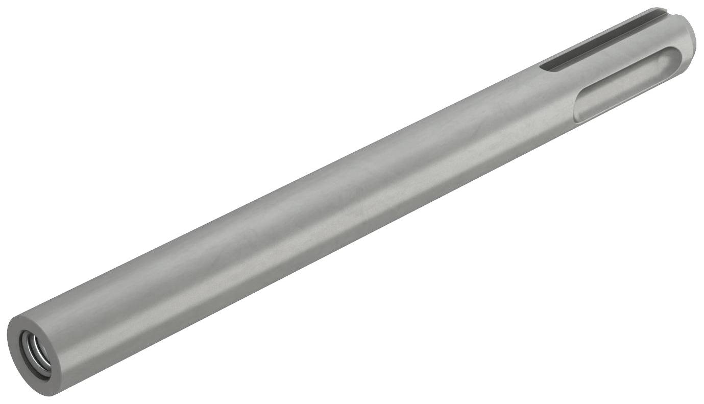Silberfarbener Metallzylinder mit schmaler, längs verlaufender Öffnung an der Oberseite.