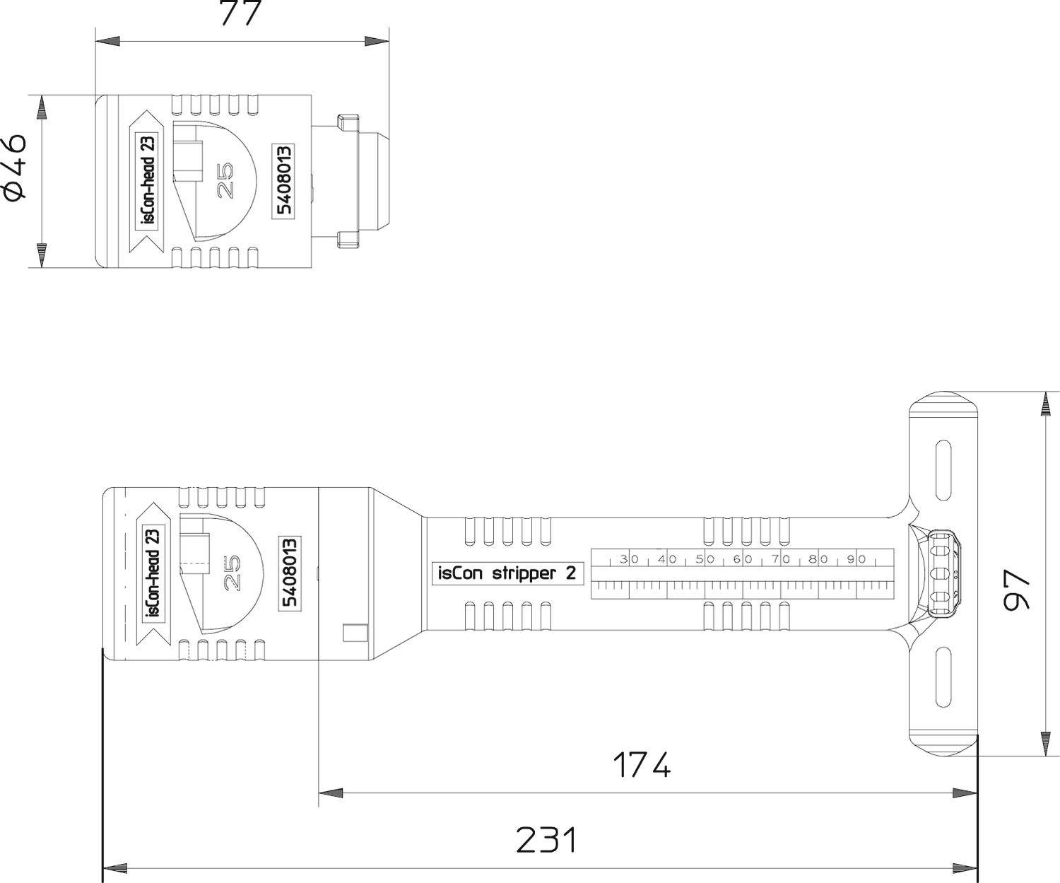 OBO Bettermann isCon stripper 2 5408013 Abisolierwerkzeug 100 bis 20 awg 20 bis 23mm