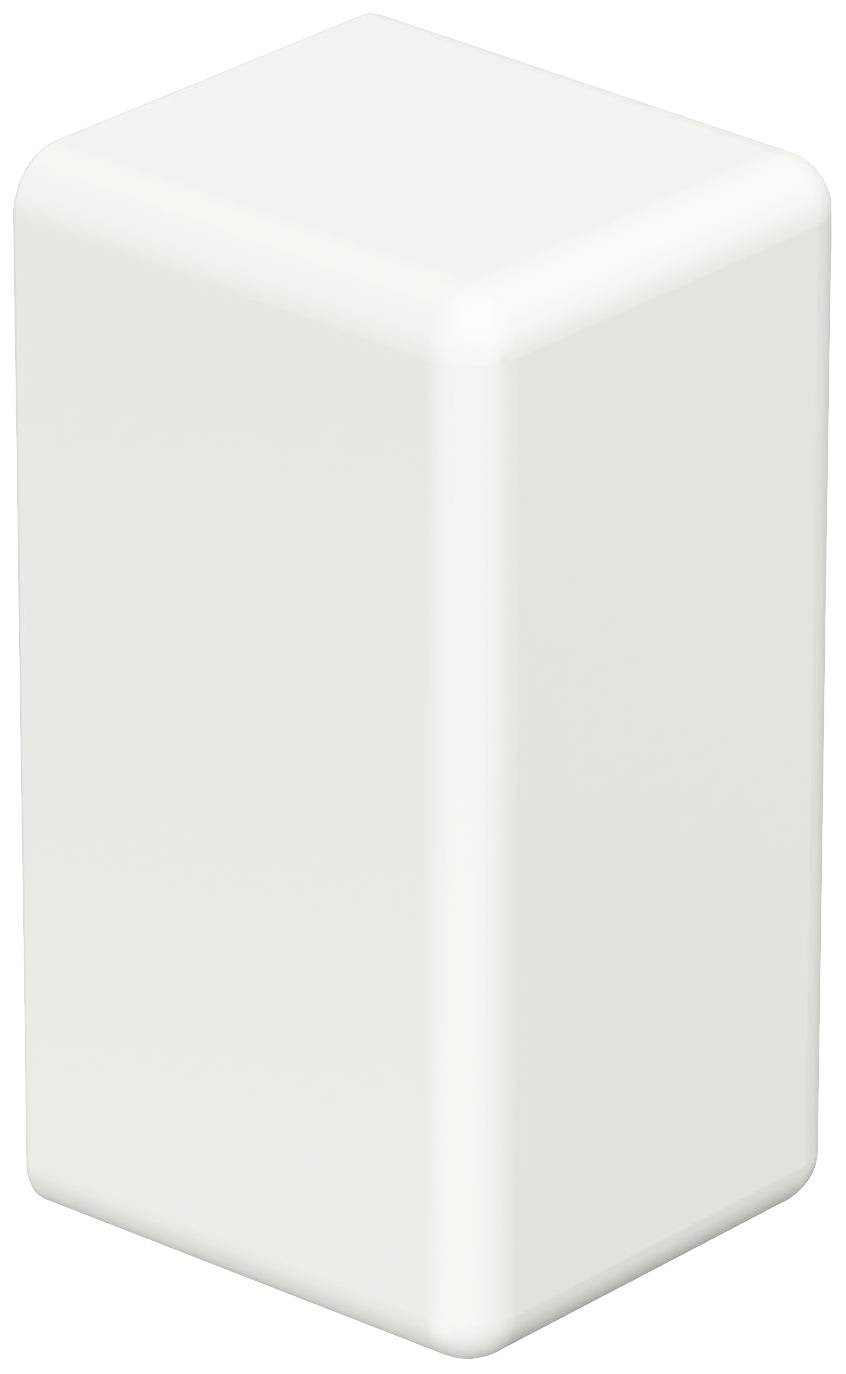 Weißer, rechteckiger Zylinder mit abgerundeten Ecken vor weißem Hintergrund.
