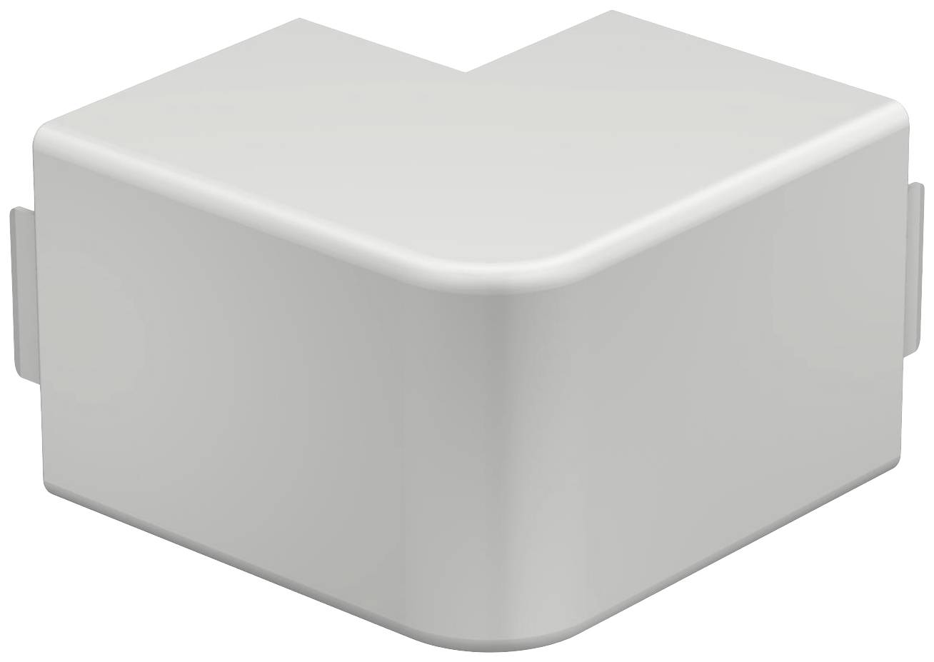 Eckiger Weißer Plastikverbinder mit glatter Oberfläche, geeignet für die Verbindung von rechteckigen Rohren oder Profilen.