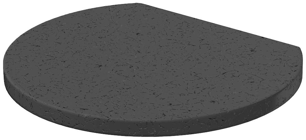 Halbrunde, schwarze, rutschfeste Gummiunterlage mit leichter Textur.