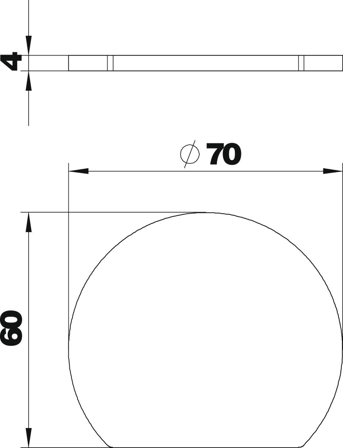 Technische Zeichnung zeigt eine schematische Darstellung eines Zylinders: Durchmesser 70 mm, Höhe 60 mm, Dicke 4 mm.