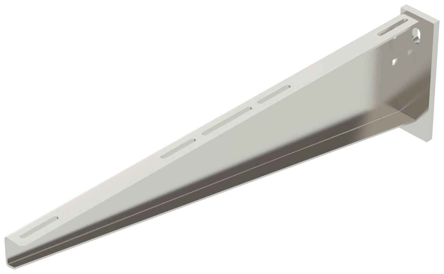 Metallwinkelträger mit Löchern für Schrauben, dient zur Wandmontage von Regalen.