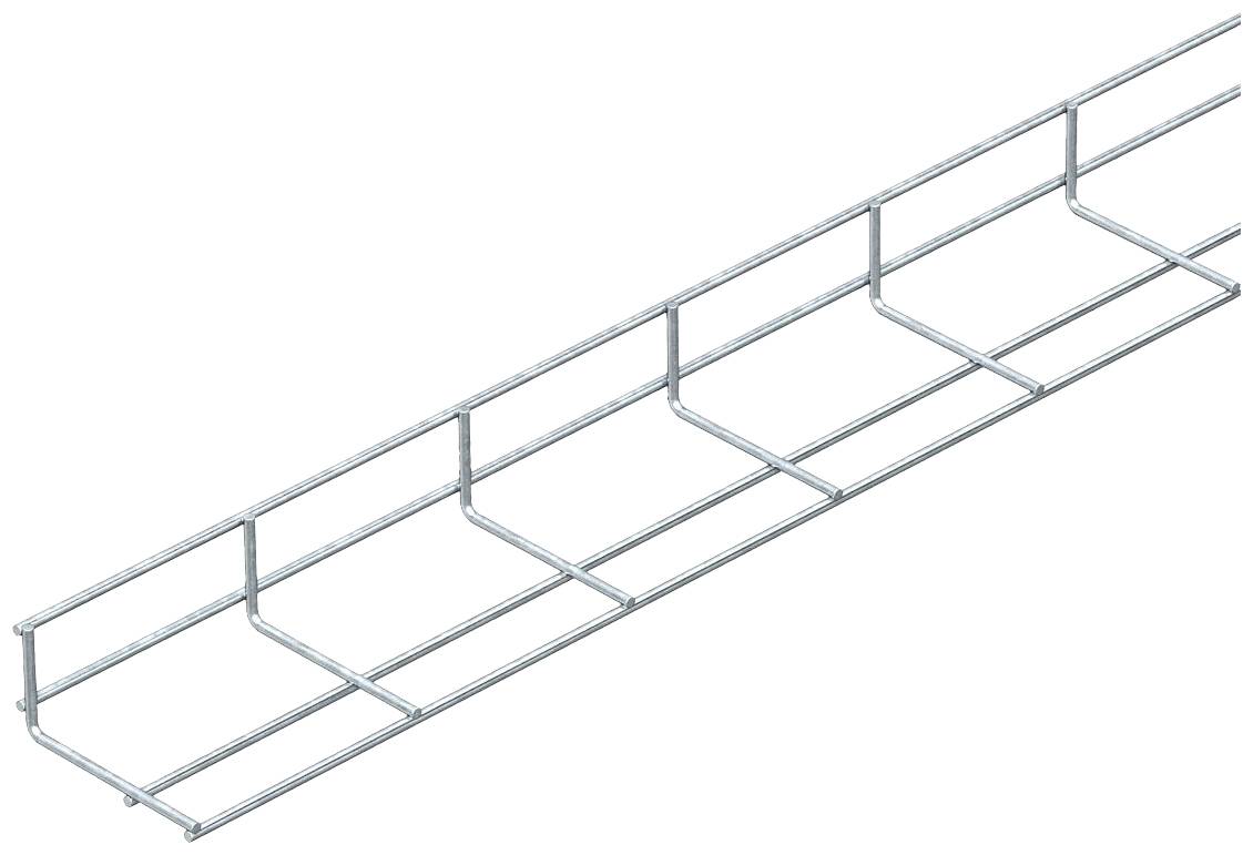 Kabelkanal aus Metallgitter, rechteckige Form. Eignet sich zur sicheren Verlegung und Organisation von Kabelsträngen.