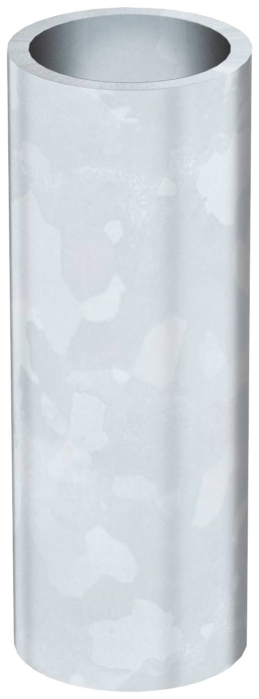 Ein zylindrisches Metallrohr mit glänzender, silberner Oberfläche und leichter Struktur.