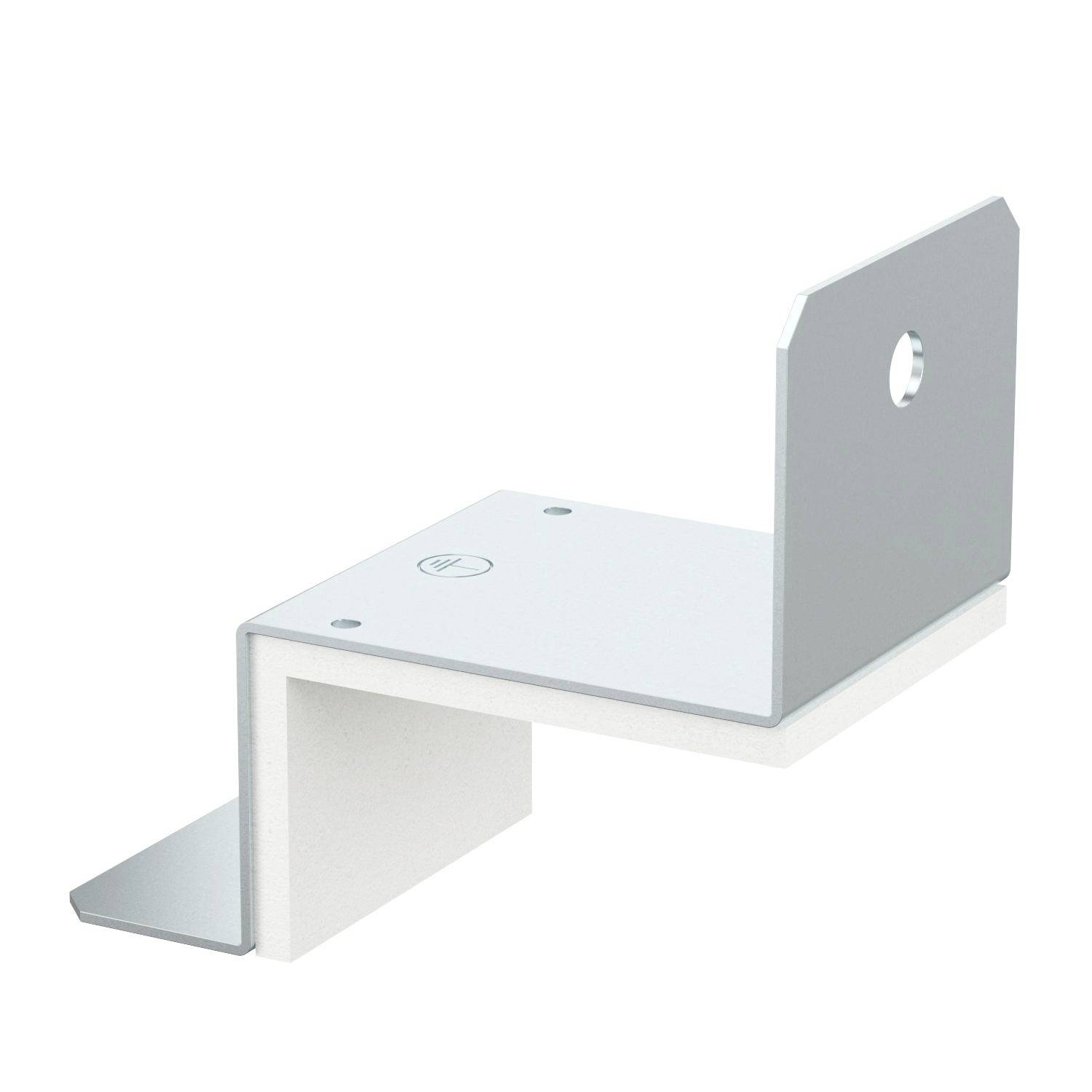 Montagewinkel aus Metall mit vorgebohrten Löchern, geeignet für die Befestigung an Wänden oder Möbeln.