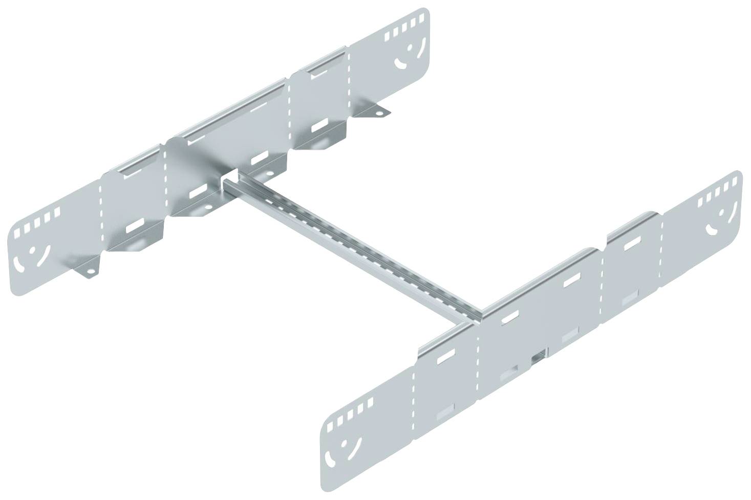 Ein metallisches Verbindungselement in T-Form mit mehreren Löchern, das zur Befestigung oder Verbindung in Bauprojekten verwendet wird.