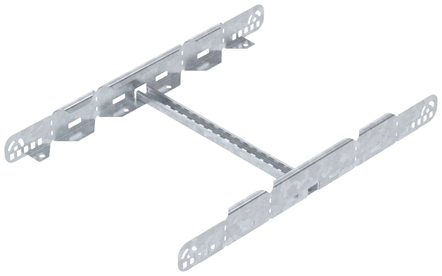 Kreuzverbinder aus Metall mit drei Lochreihen, verwendet zur Stabilisierung von Konstruktionen im Bauwesen.