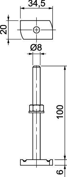 OBO Bettermann MS41HB M8x100 A4 1148418 Hammerkopfschraube 35mm Stahl nicht rostend 20St.