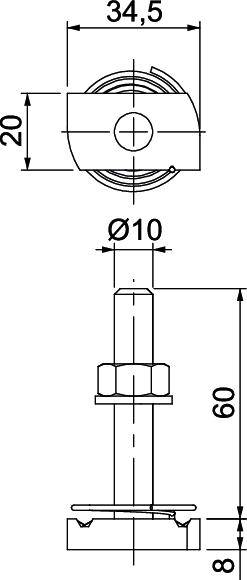 OBO Bettermann MS41HBF M10x60A4 1148488 Hammerkopfschraube 35mm Stahl nicht rostend 25St.