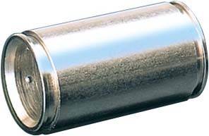 Silberne, zylindrische Metallhülse mit glatter Oberfläche, wahrscheinlich ein Teil eines technischen Geräts oder einer Vorrichtung.