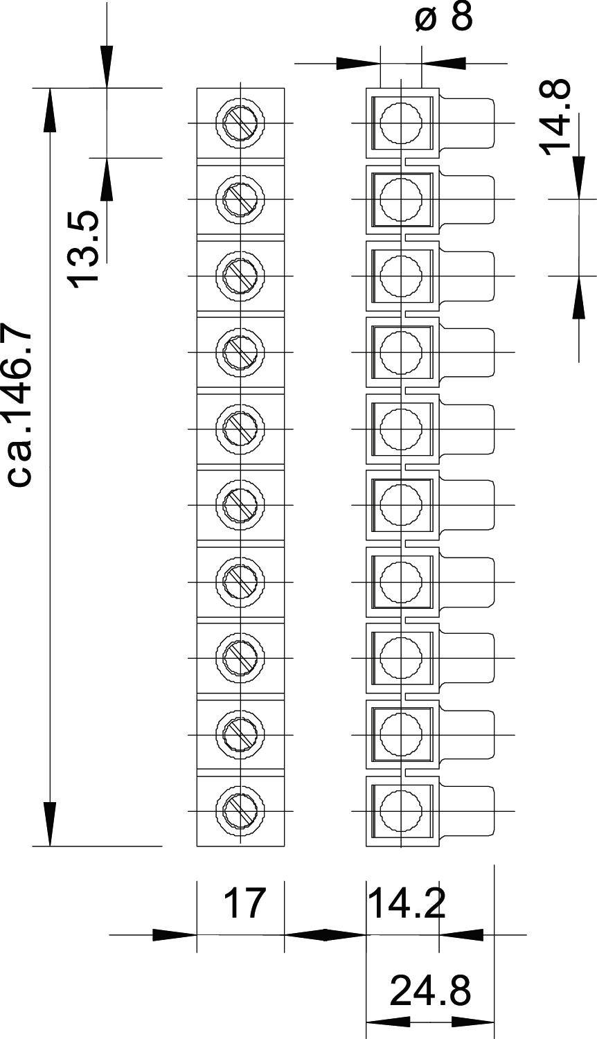OBO Bettermann 2055503 71 Abzweigklemme flexibel: - starr: - Polzahl: 10 1 St. Schwarz