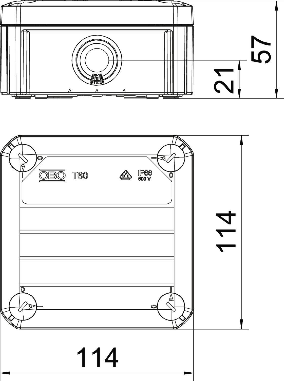 OBO Bettermann 2007525 Abzweigdose (L x B) 114 mm x 114 mm 1 St.