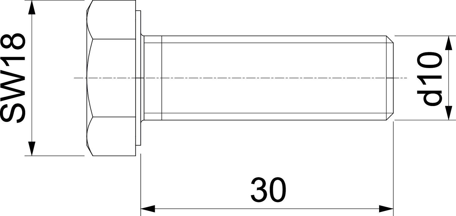 OBO Bettermann DIN933 M10x30V4A 3156032 Sechskantschraube 10mm 30mm Stahl nicht rostend 100St.