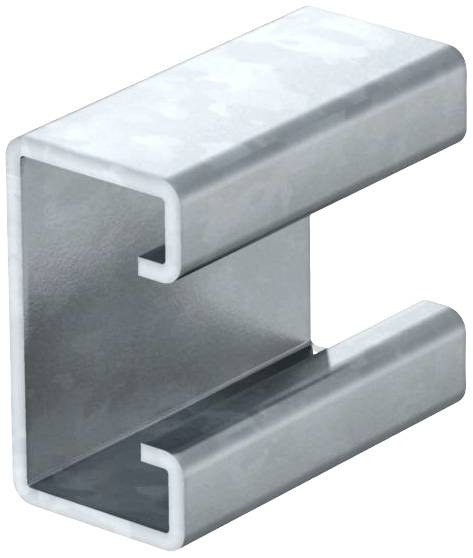 Metallprofil in C-Form, silberfarben, geeignet für Konstruktionen oder Befestigungen in der Bauindustrie.