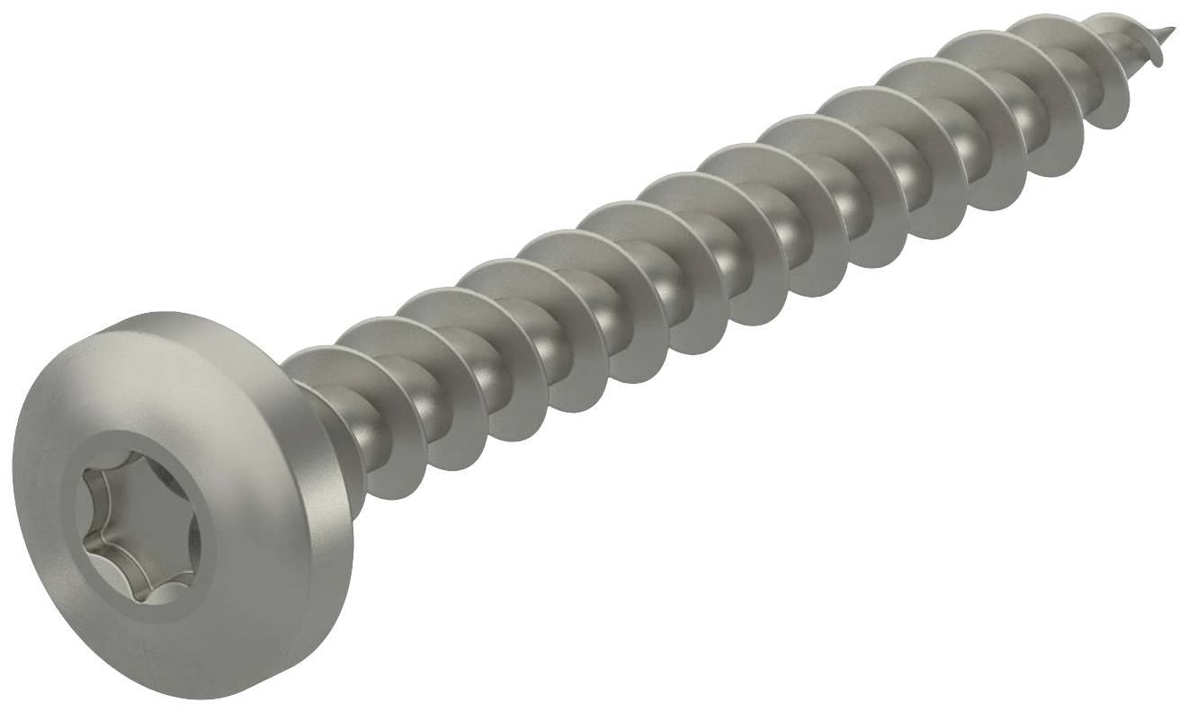 Metall-Schraube mit Torx-Kopf und teilweisem Gewinde, silbern, für Holz- oder Metallverbindungen geeignet.