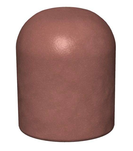Ein brauner Metallzylinder mit einer glatten Oberfläche, der wie eine Kappe geformt ist.