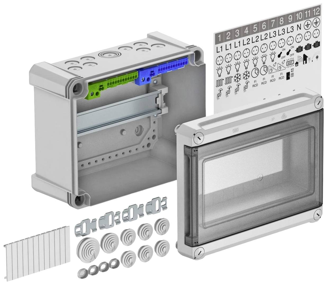 OBO Bettermann 2008848 SDB 09 PC Kleinverteiler Aufputz Anzahl Reihen = 1 Inhalt 1St.