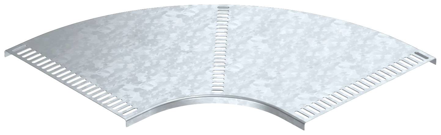 Metallisches Halbkreisgitter, vermutlich Belüftungselement, zeigt regelmäßige Schlitze und strukturierten Hintergrund.