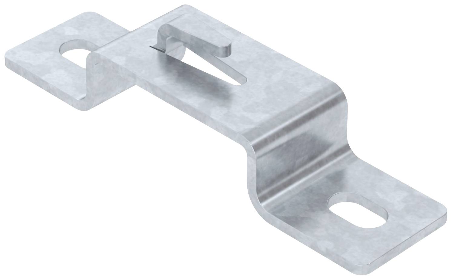 Metallwinkelhalterung aus Stahl, gebogene Form mit zwei Befestigungslöchern, verwendet für die Montage von Bauteilen in Bauprojekten.