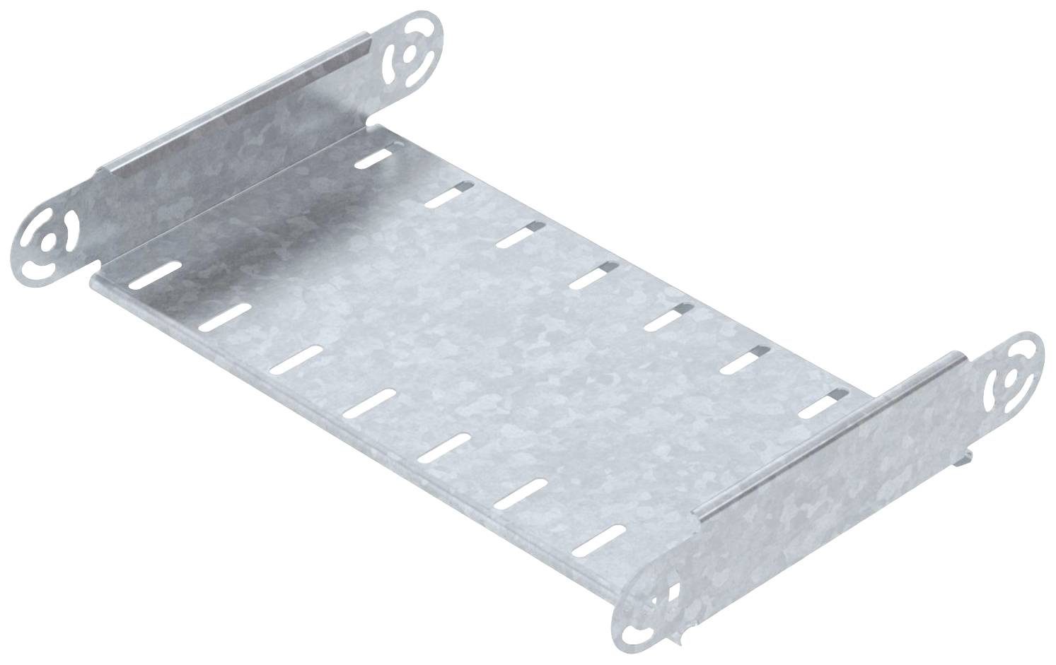Metallene Kabelträgerhalterung mit mehreren Schlitzen, geeignet zur Befestigung von Kabeln an Wänden oder Decken.