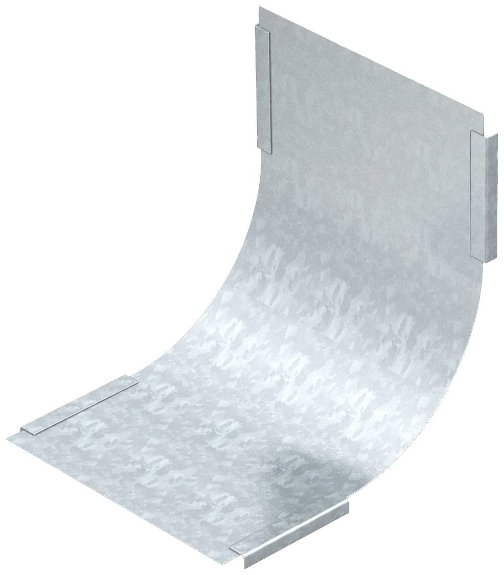 Metallstück in gebogener Form mit flachen Laschen an beiden Enden. Used in industrial or construction applications for support or framing.