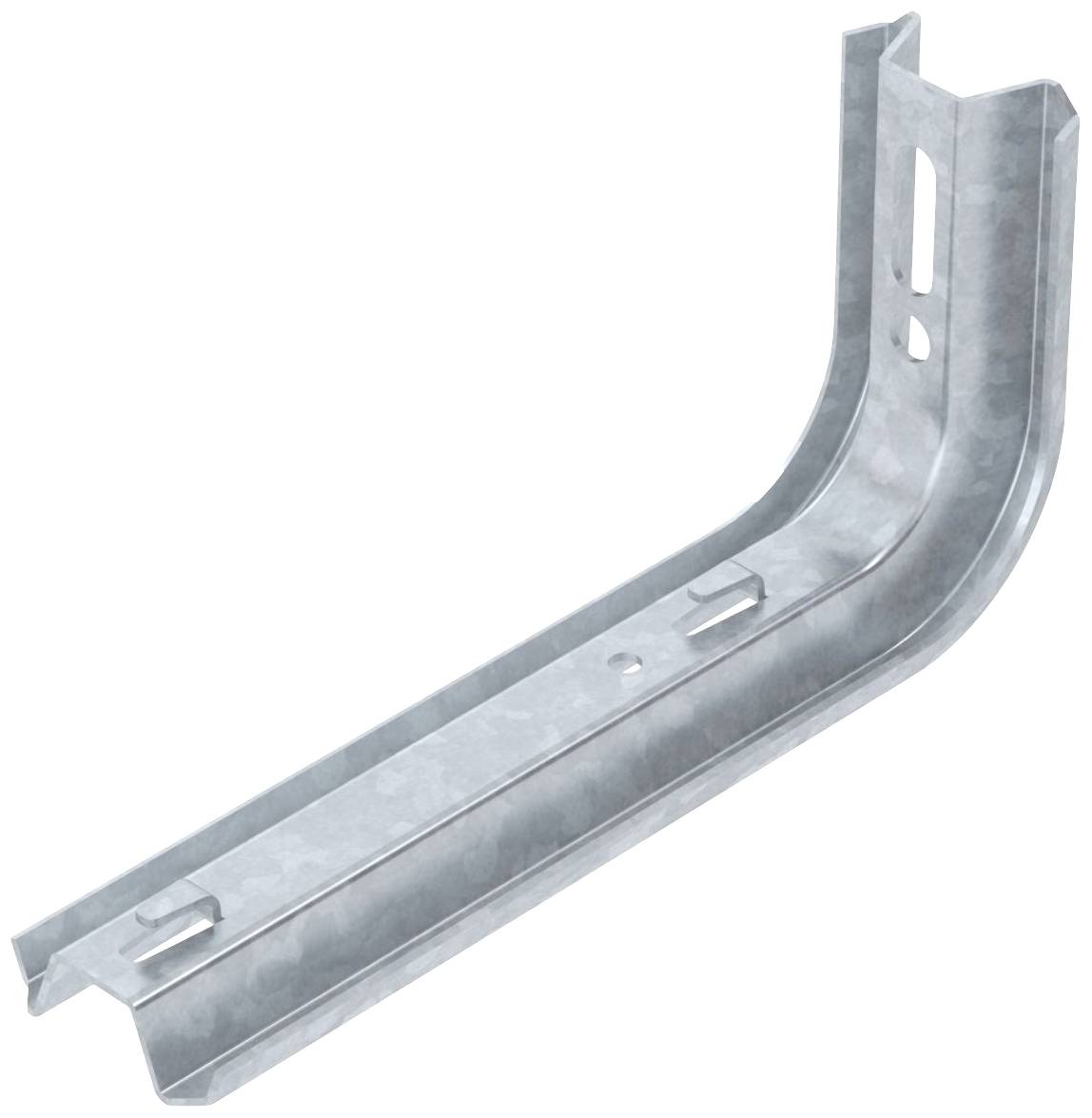 Metallwinkelhalterung mit L-förmiger Struktur, zur Befestigung an Wänden oder Decken, silberfarben, mit vorgebohrten Löchern.