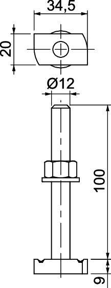 OBO Bettermann MS41HB M12x100A4 1148442 Hammerkopfschraube 35mm Stahl nicht rostend 20St.