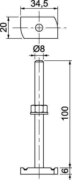 OBO Bettermann MS41HB M8x100 ZL 1148318 Hammerkopfschraube 35mm Stahl 20St.