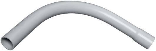 Weiße, gebogene Rohrleitung in einem leichten Bogen.