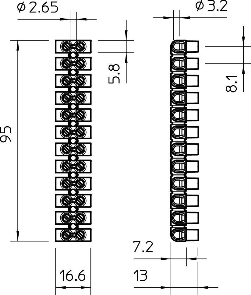 OBO Bettermann 2056070 Reihenlüsterklemme flexibel: - starr: 4-4 mm² Polzahl: 12 1 St. Weiß