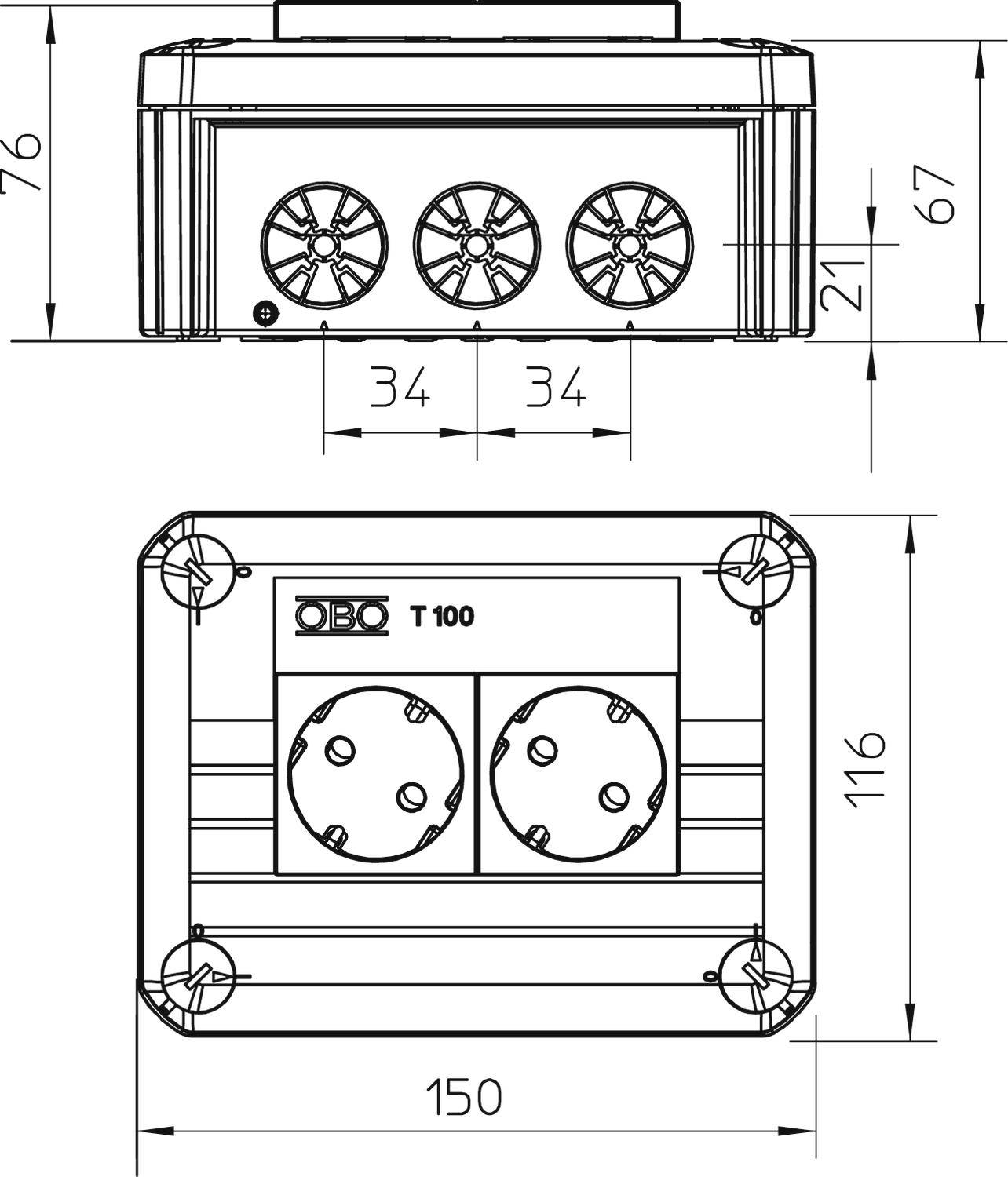 OBO Bettermann 2007821 Abzweigdose (L x B) 150mm x 116mm 1St.